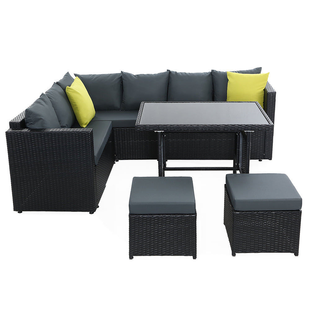 Kairo Modular Outdoor Dining Set – Black – Set of 4