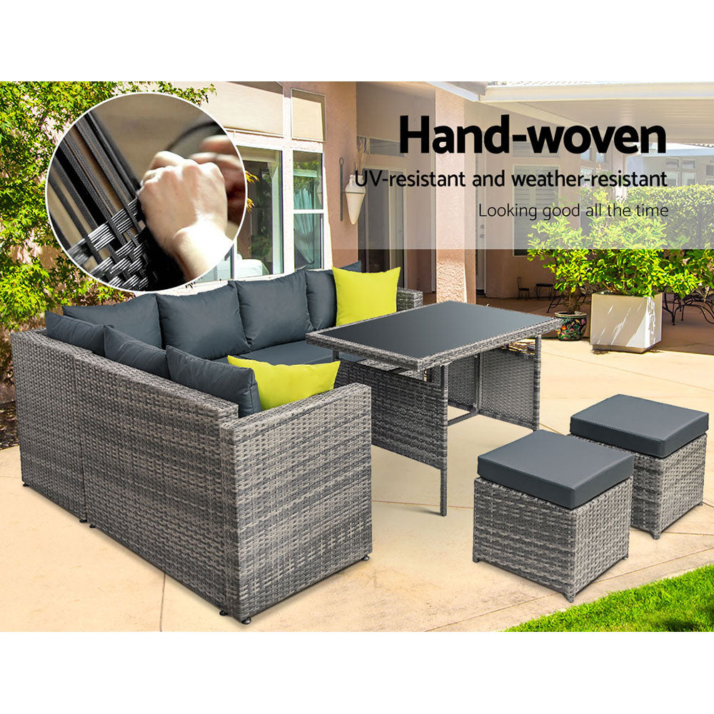 Hudson Modular Outdoor Dining Set – Mixed Grey – Set of 4