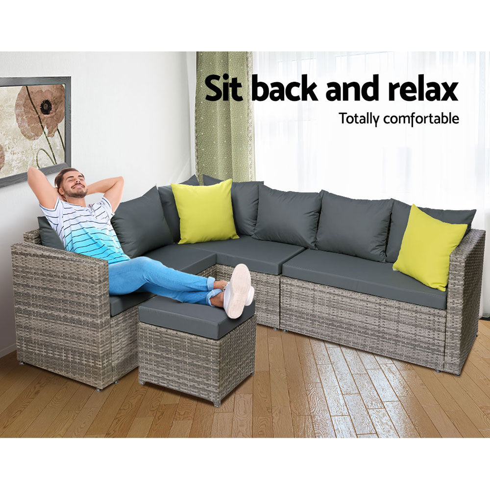 Hudson Modular Outdoor Dining Set – Mixed Grey – Set of 4