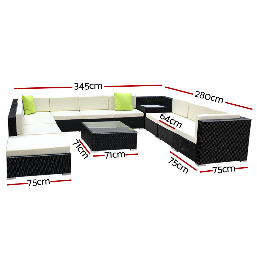 Hudson Outdoor Wicker Sofa Set – Grey – 12 Piece
