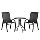 3-Piece Bistro Table & Chair Set – Stackable Outdoor Set, Black