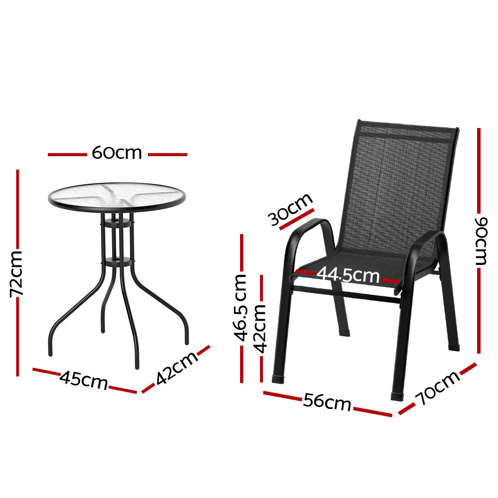 Traverse Bistro Table & Chair Set – Black – 3 Piece