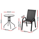 3-Piece Bistro Table & Chair Set – Stackable Outdoor Set, Black