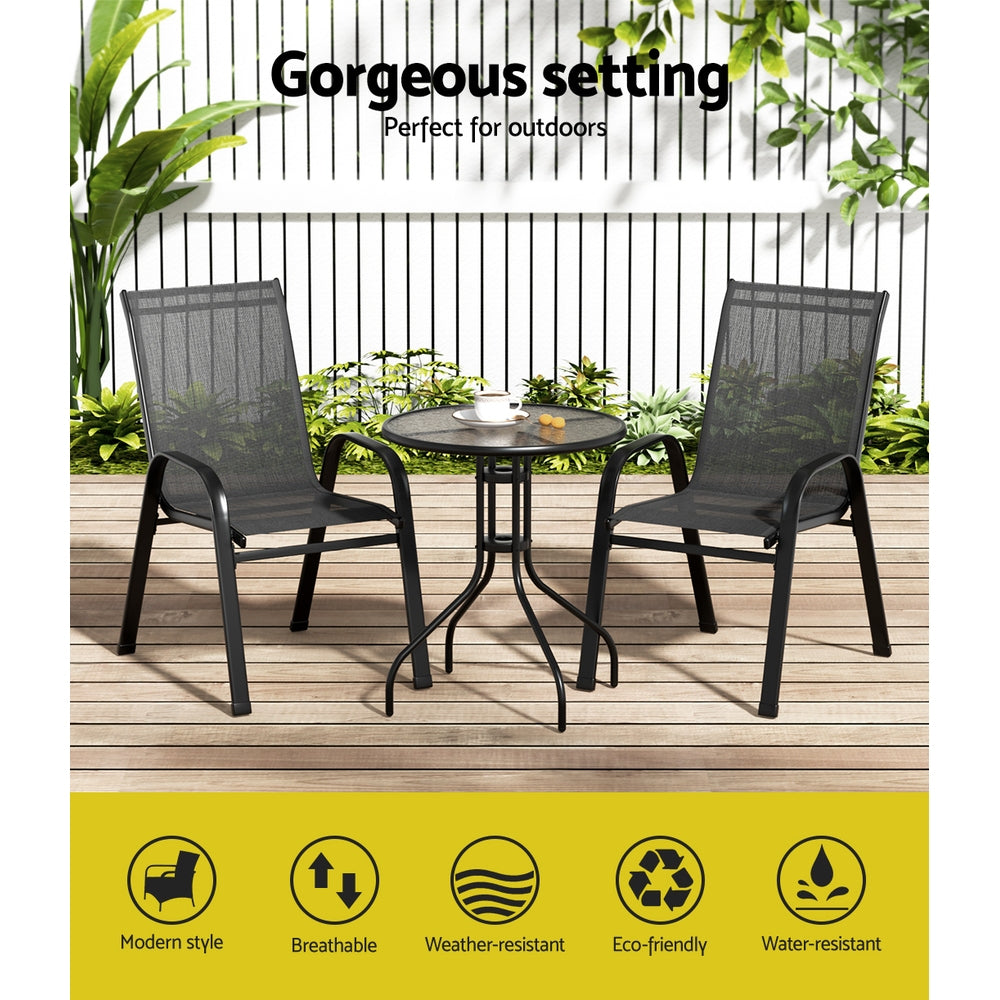 Traverse Bistro Table & Chair Set – Black – 3 Piece