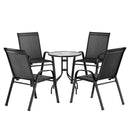 5-Piece Outdoor Bistro Table & Chair Set – Stackable, Black