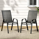 2-Piece Stackable Lounge Dining Chairs – Outdoor, Black