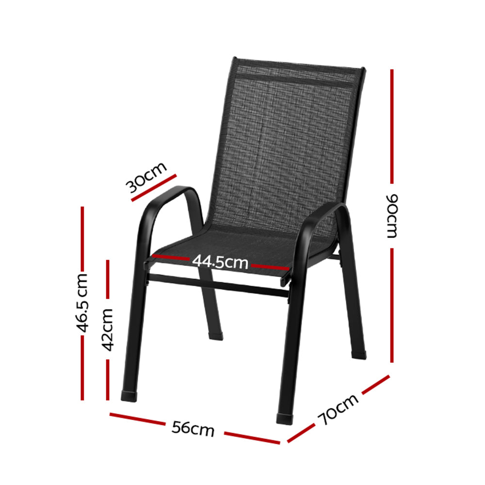 Traverse Stackable Patio Chairs – Black – Set of 4