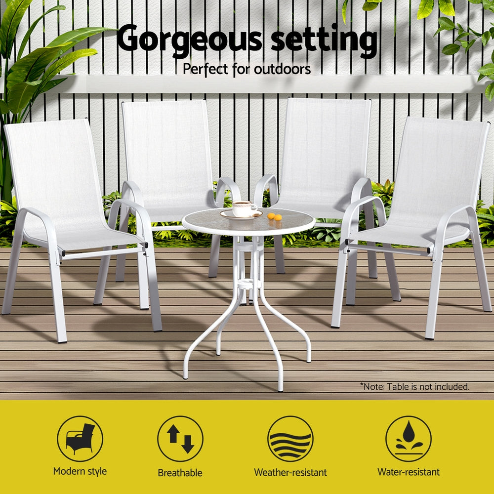 Caspian Stackable Lounge Chairs – White – Set of 4
