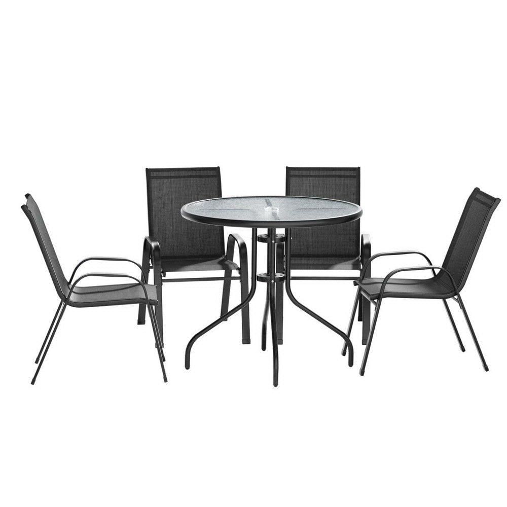 Garden Outdoor Dining Set – Black – Bistro Style