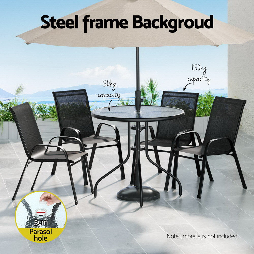 Garden Outdoor Dining Set – Black – Bistro Style