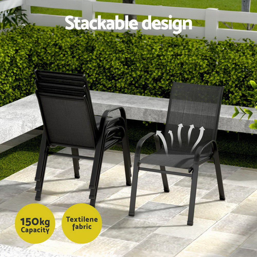 Garden Outdoor Dining Set – Black – Bistro Style