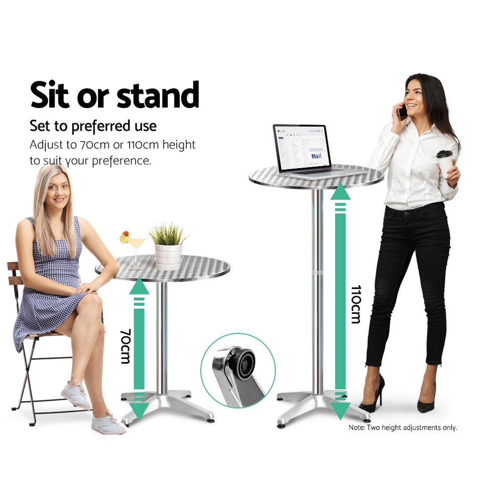 Altitude Adjustable Round Bar Table – Silver – 60 cm