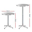 2 x Outdoor Bar Tables – Round Aluminium, 70/110CM