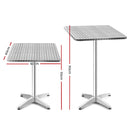 Adjustable Outdoor Bar Table – Square Aluminium, 70/110CM