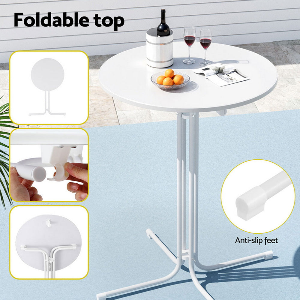 Solaris Folding Bar Table – White – 80 cm