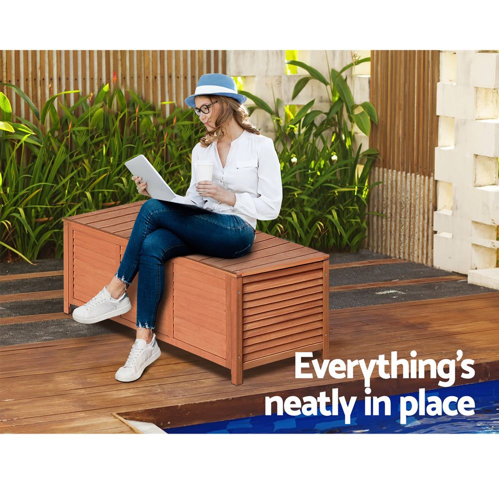 Alderon Outdoor Storage Box – Brown/Wood – 210L