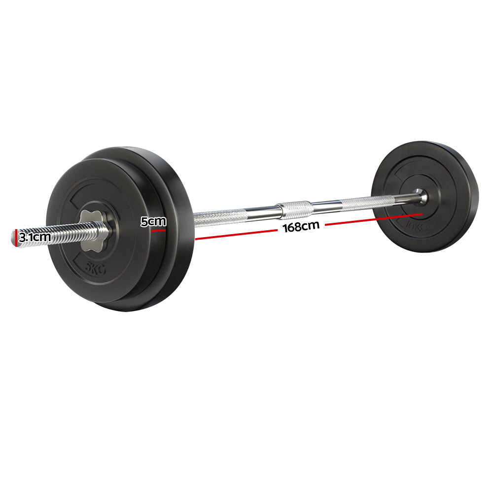 Everfit Barbell Weight Set – Black – 38 kg