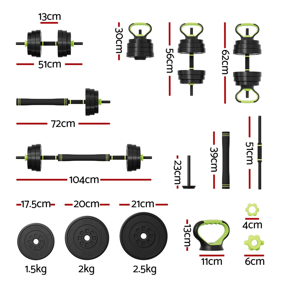 Cove Adjustable Weight Set – Black & Green – 25kg