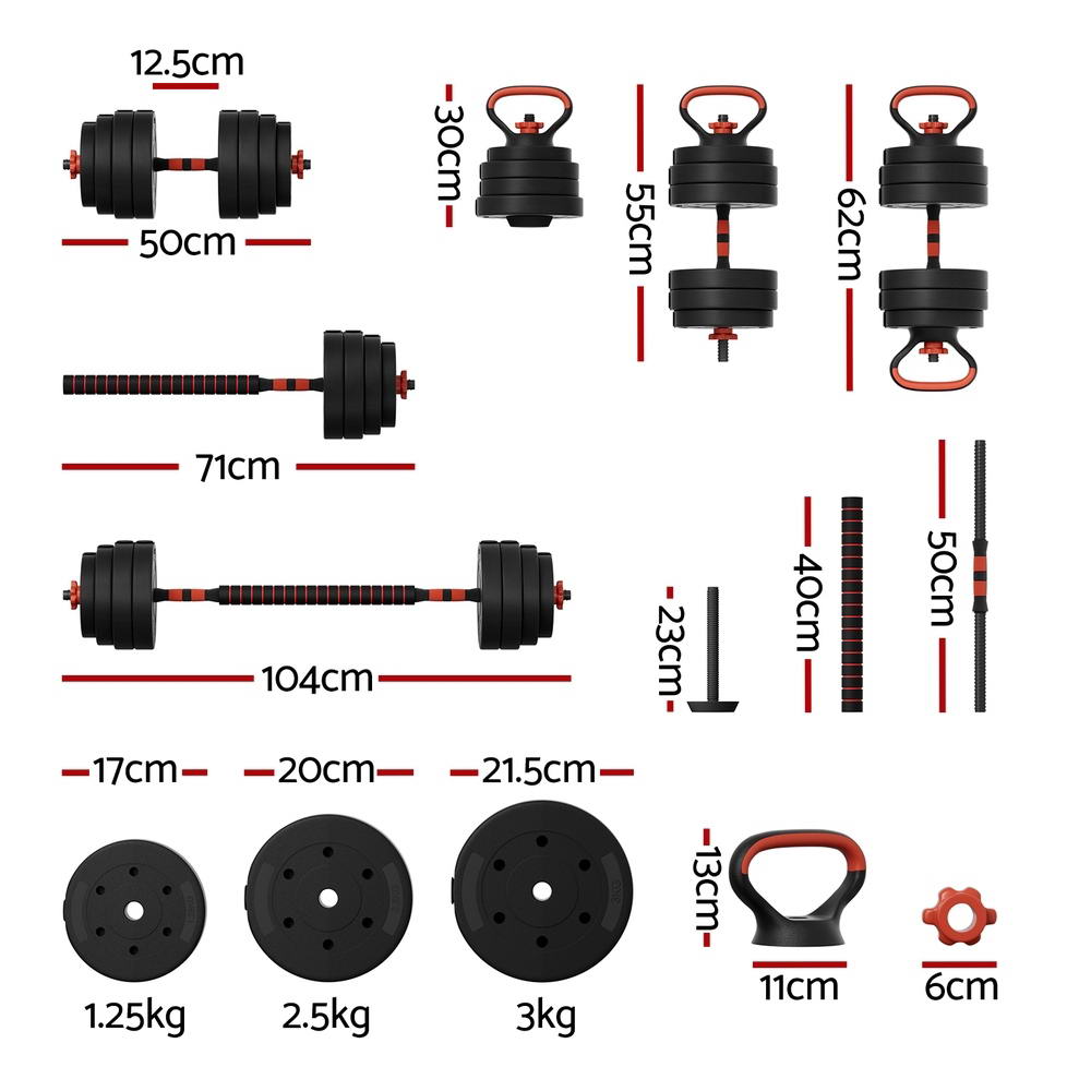 Linden Adjustable Weight Set – Black & Red – 40kg