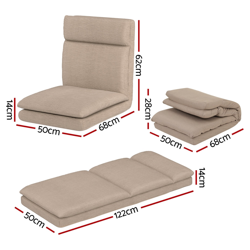 Mira Floor Chair Sofa – Beige Linen – Single Seater