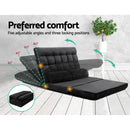 2-seater Suede Lounge Sofa Bed - Charcoal