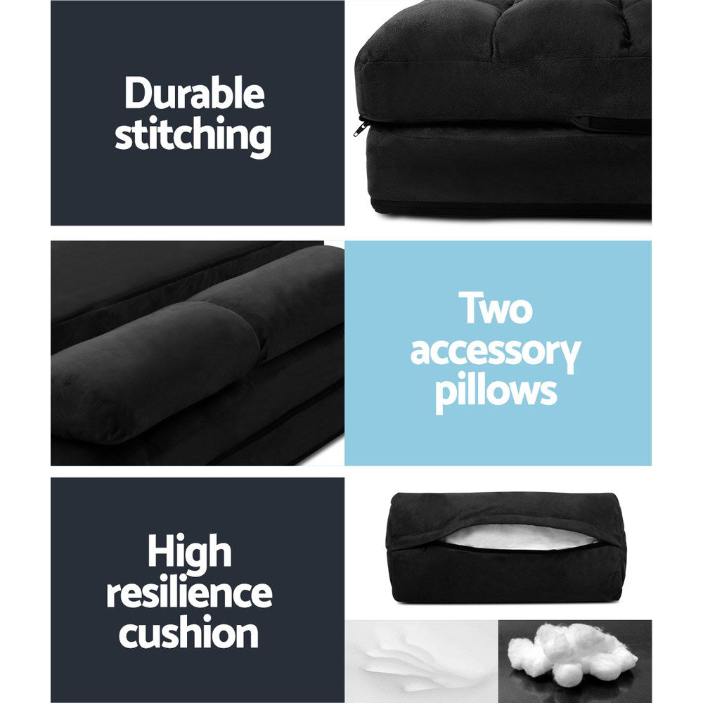Serano Floor Lounge Sofa Bed – Charcoal – 2 Seater