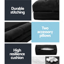 2-seater Suede Lounge Sofa Bed - Charcoal