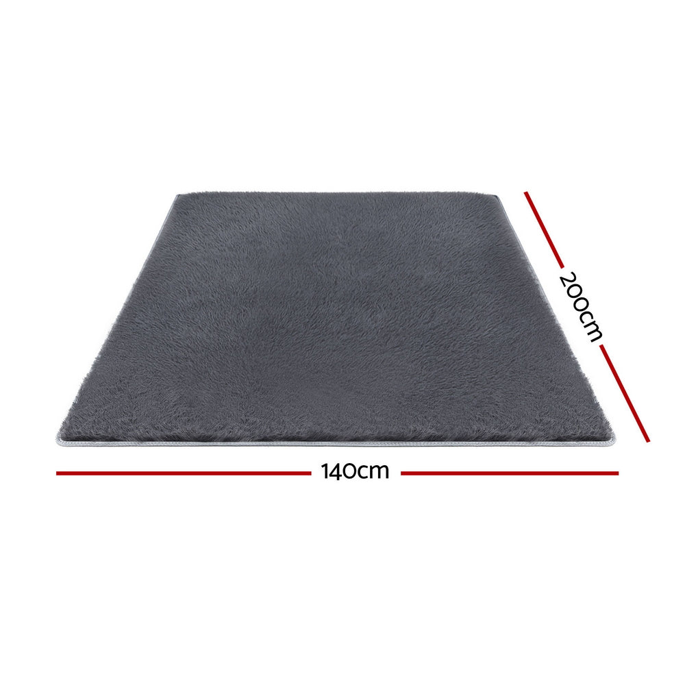 Luxe Shaggy Area Rug – Grey – 140 x 200 cm