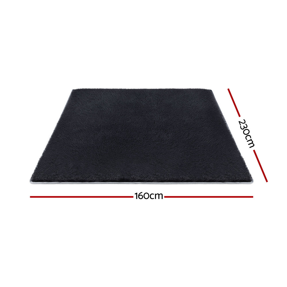 Luxe Shaggy Area Rug – Black – 160 x 230 cm