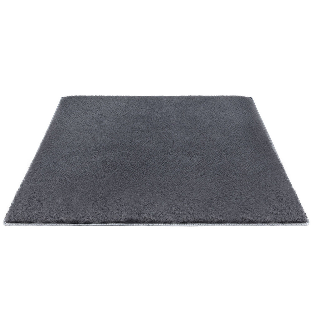 Floor Rug Plush Area Shaggy Rug Living Room Bedroom Carpet Grey