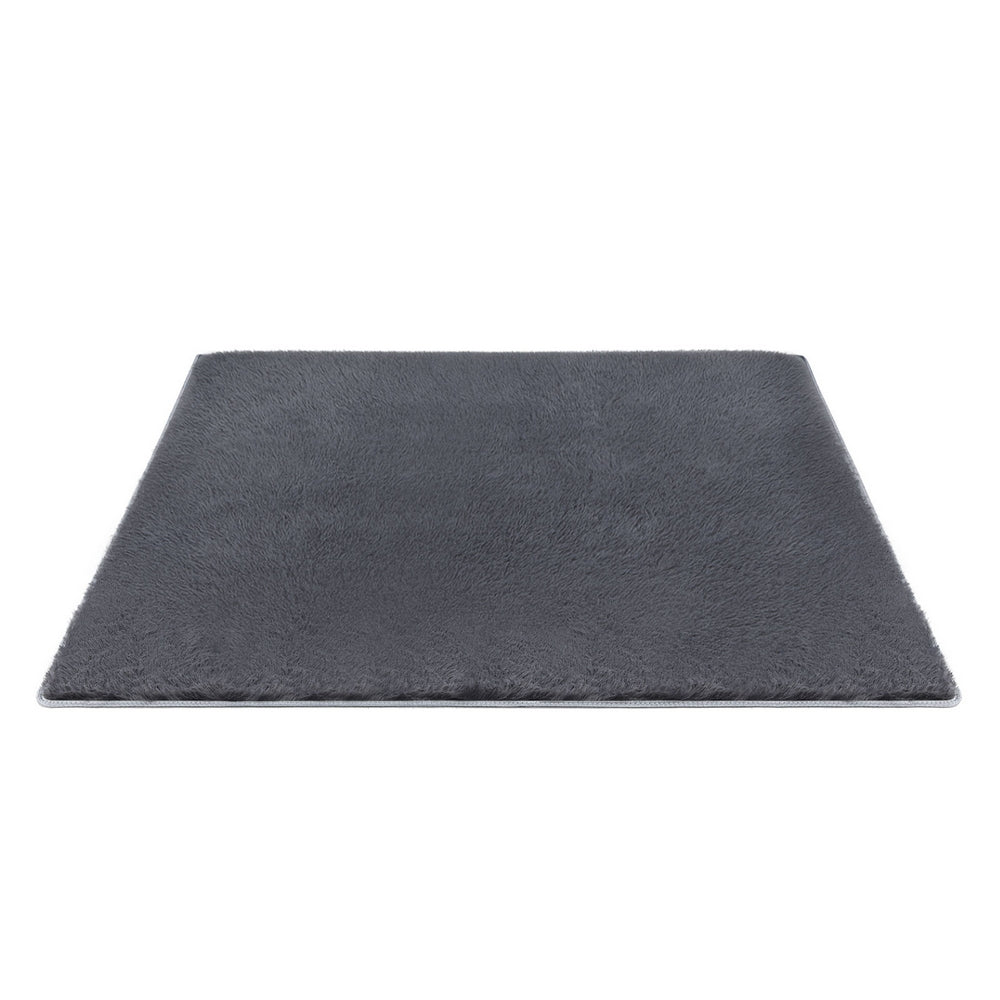 Floor Rug Plush Area Shaggy Rug Living Room Bedroom Carpet Grey