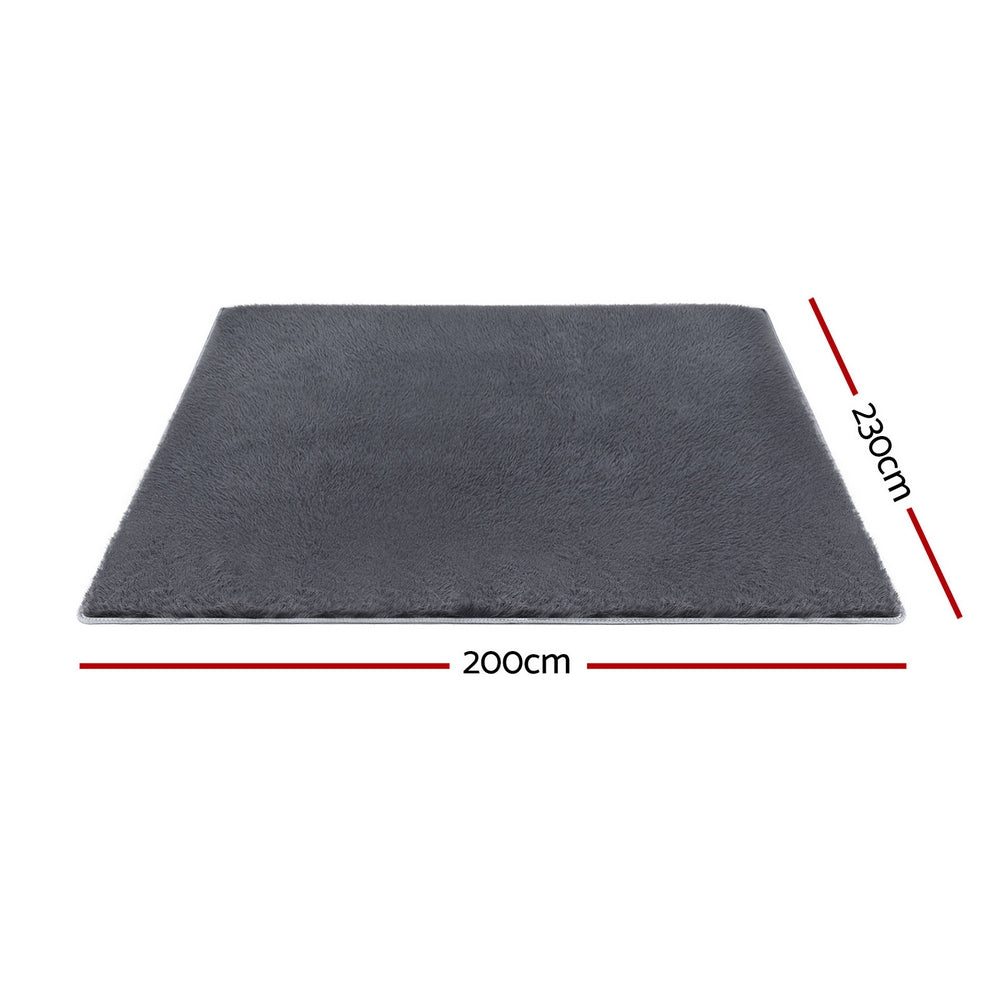 Luxe Shaggy Area Rug – Grey – 200 x 230 cm
