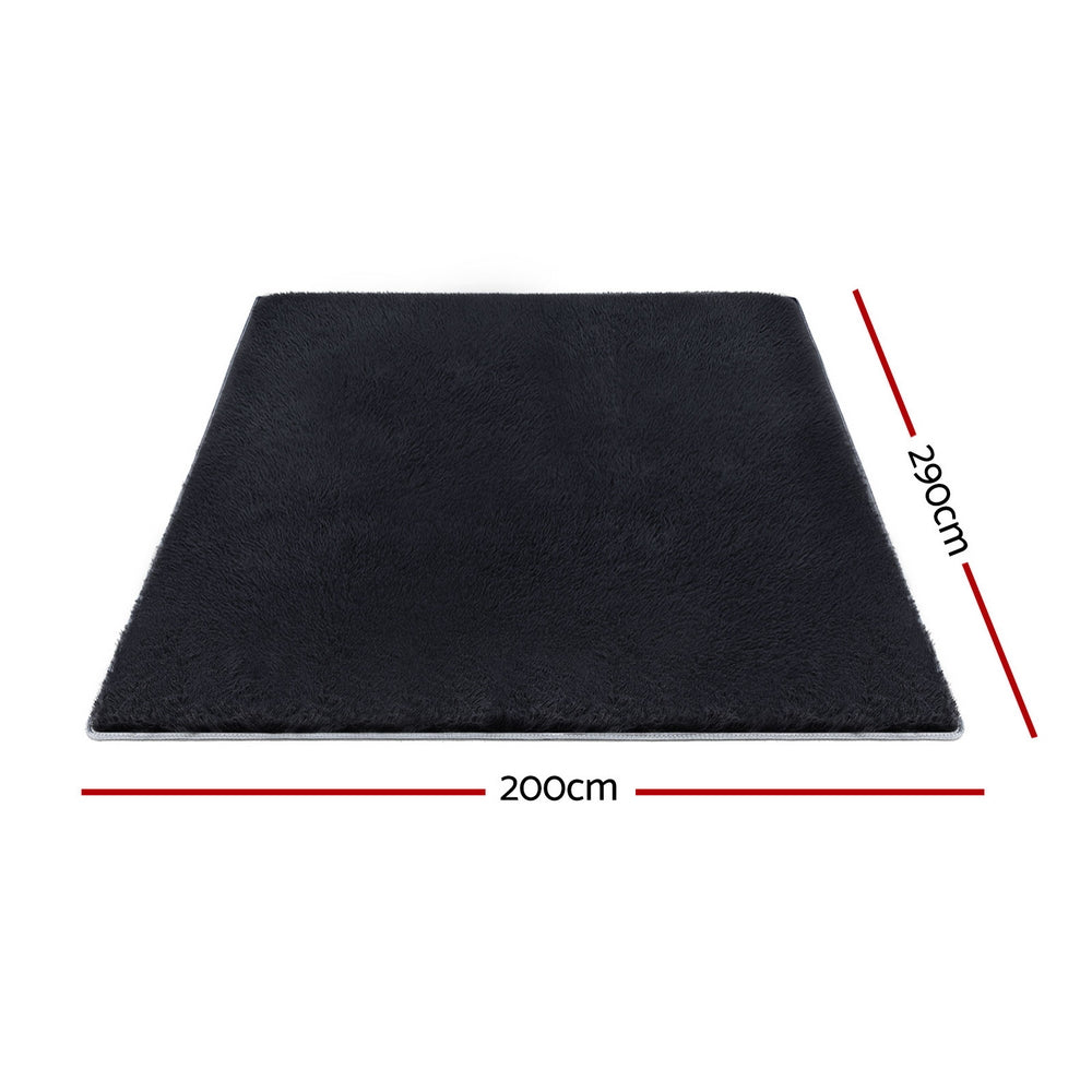 Luxe Shaggy Area Rug – Black – 200 x 290 cm
