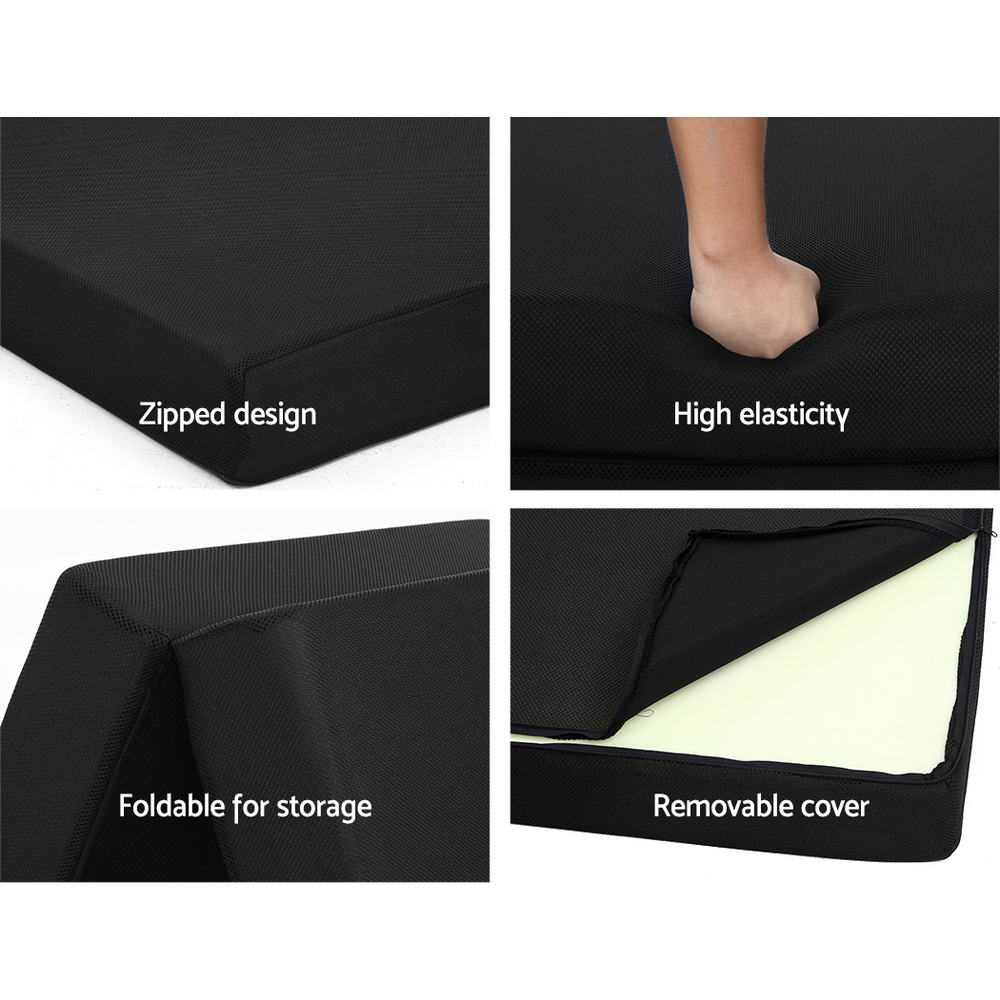 Aerial Folding Memory Foam Mattress – Black – Double