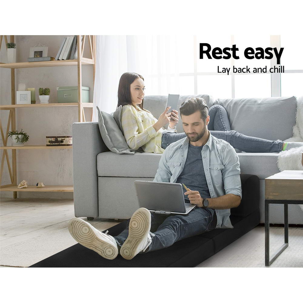 Breeze Folding Memory Foam Mattress – Black – Single