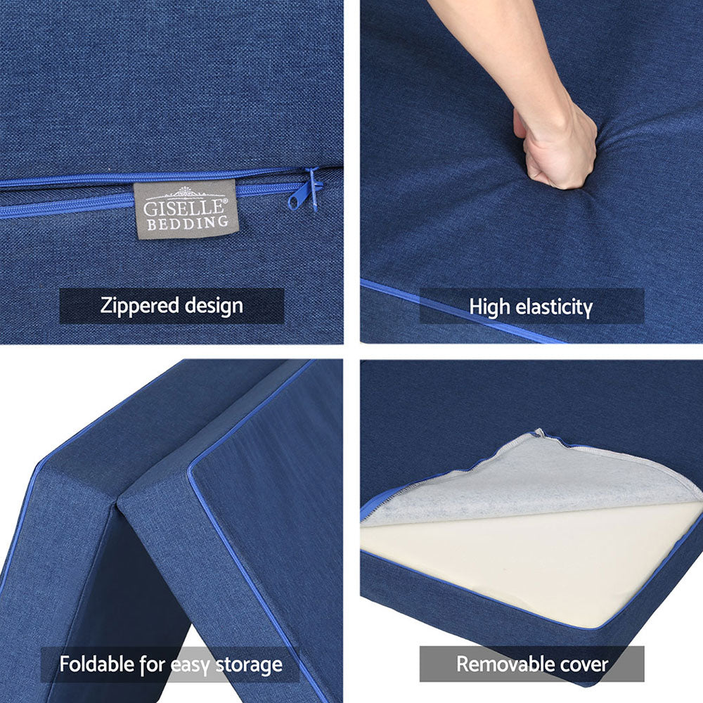 Nomad Folding Memory Foam Mattress – Blue – Single