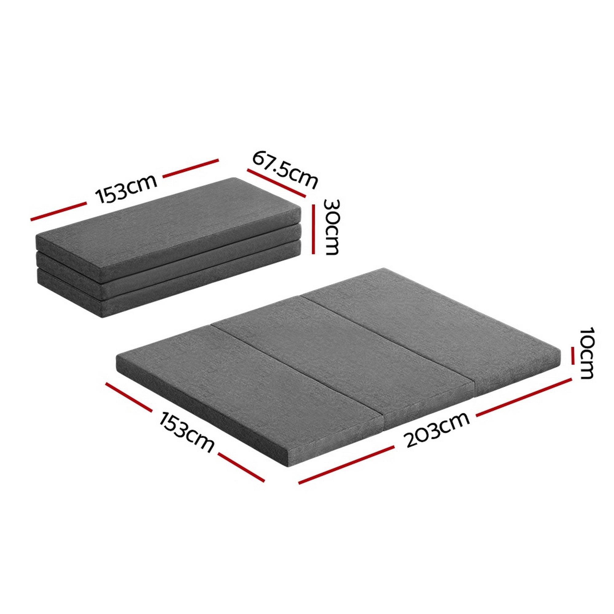Alderon Foldable Foam Mattress – Grey – Queen