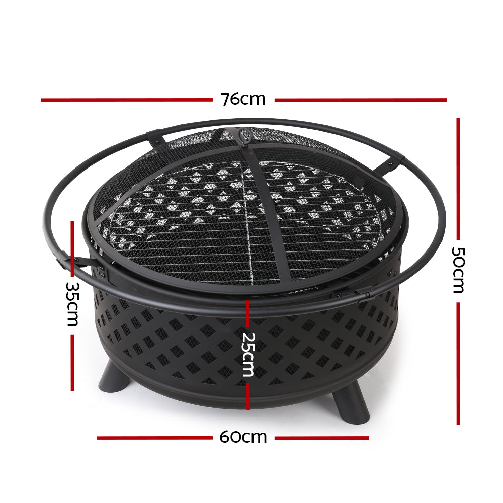 Ember Portable Fire Pit & BBQ – Black – 76 cm