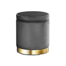 Round Velvet Storage Ottoman – Charcoal
