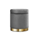 Round Velvet Storage Ottoman – Charcoal
