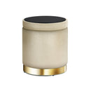Round Velvet Storage Ottoman – Cream