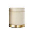 Round Velvet Storage Ottoman – Cream