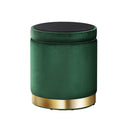 Round Velvet Storage Ottoman – Green