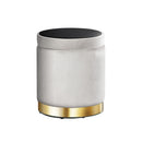 Round Velvet Storage Ottoman – Grey
