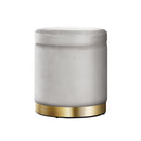 Round Velvet Storage Ottoman – Grey