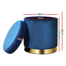 Round Velvet Storage Ottoman – Navy