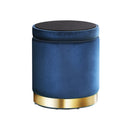 Round Velvet Storage Ottoman – Navy