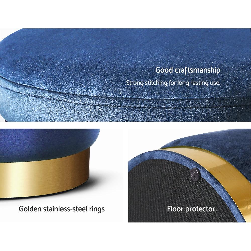 Callan Velvet Storage Ottoman – Blue – Standard