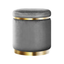 Round Velvet Foot Stool – Charcoal