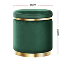 Round Velvet Foot Stool – Green